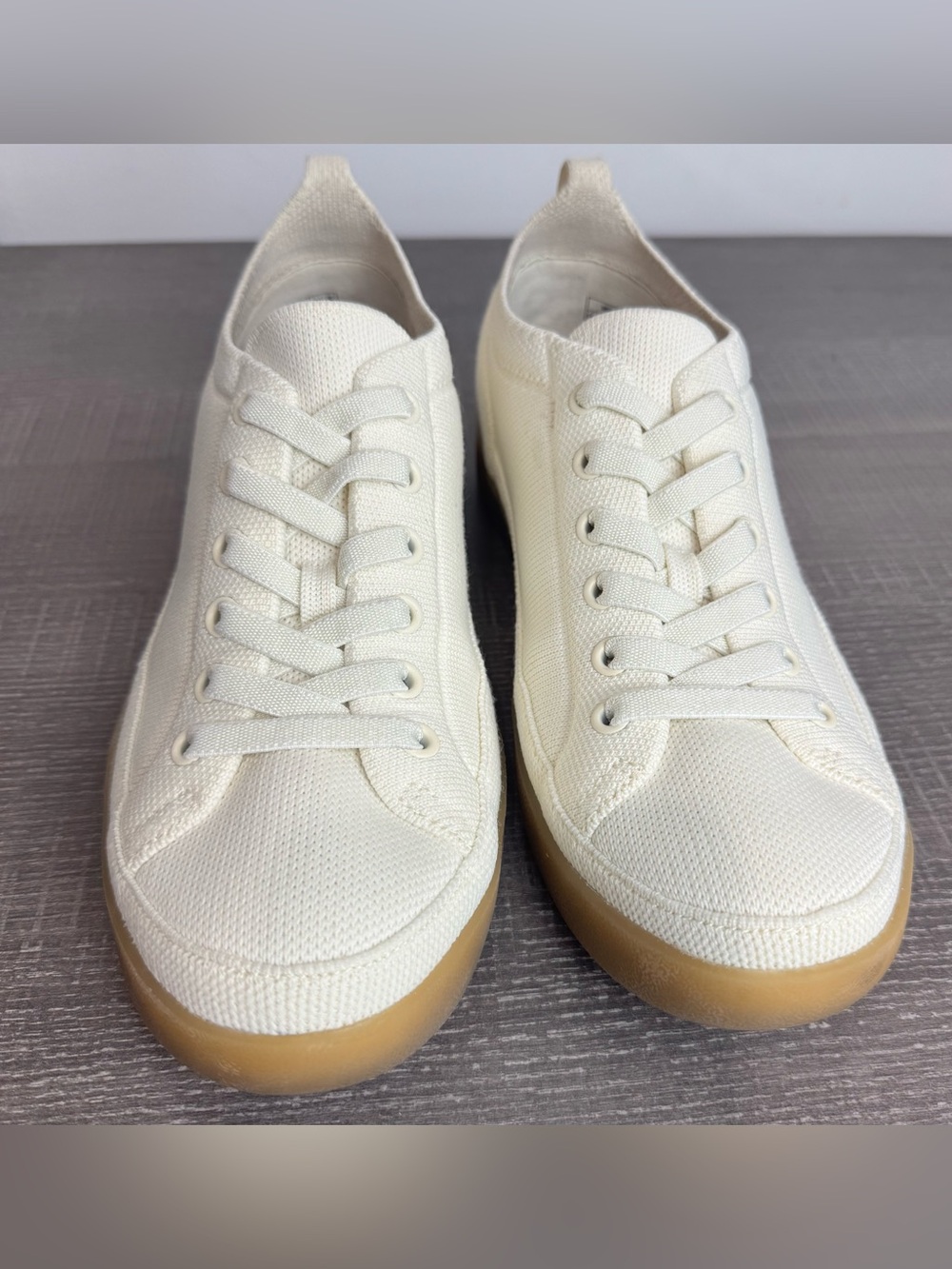 Vionic Cream Canvas Lace-Up Flats with Gum Soles